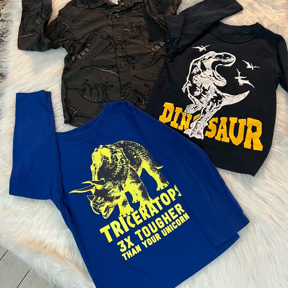 3 shirts…Cat & Jack, Blue Triceratops, Long Sleeve Tee